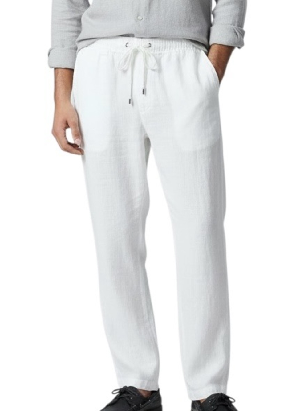 James Perse Men's 100% Linen Drawstring Tapered Pants White Size XL / 4